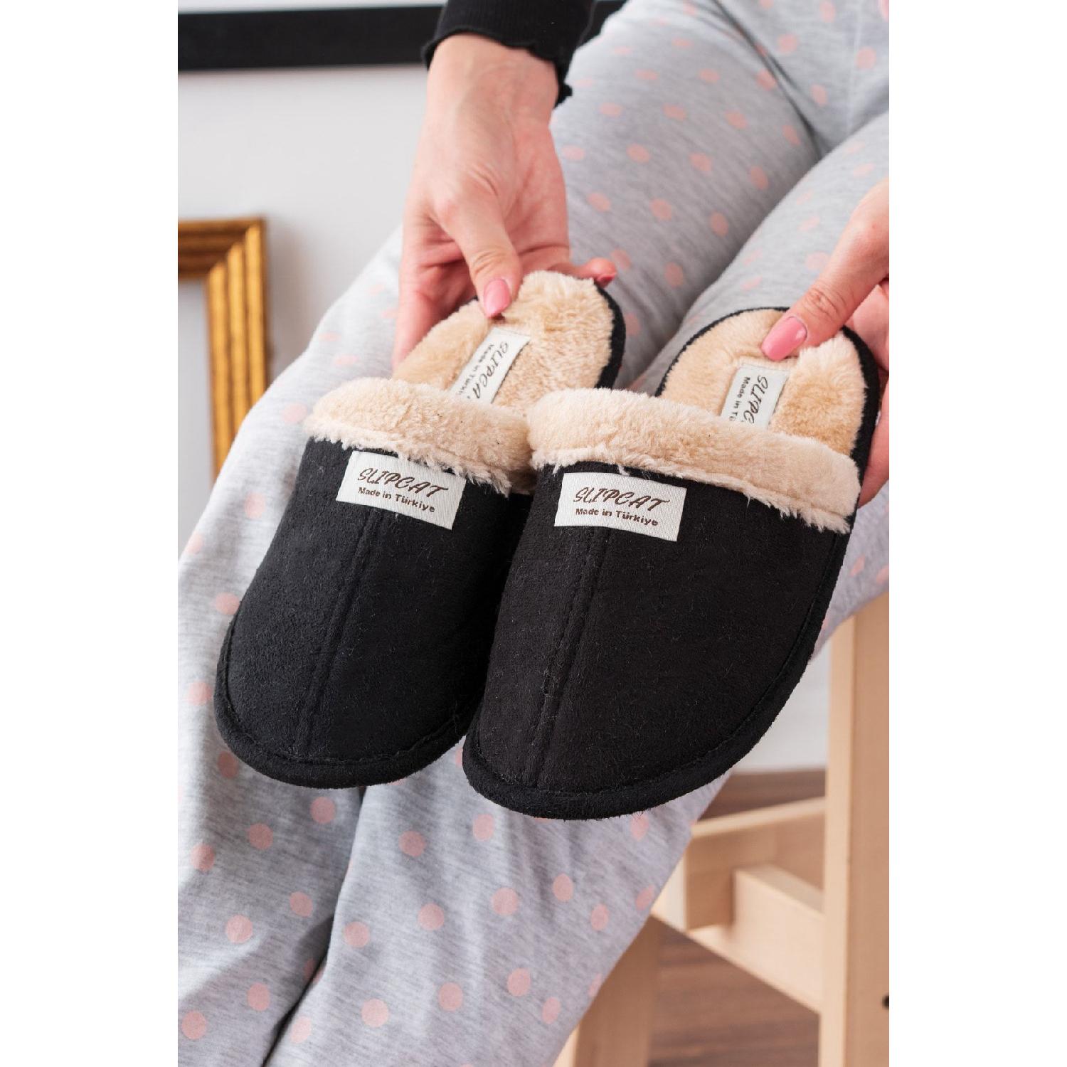 

Fur Inside House Slippers Guest Slippers Dowry Bundle Garden Slippers 37 чёрный