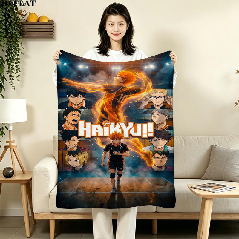 Haikyu Anime Print Flannel Blanket High Quality Warm Comfortable Cover for All Seasons Perfect for Gifts Home Decor
