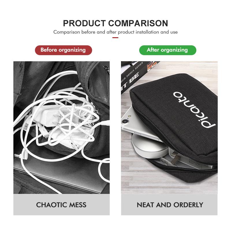 Car Logo Digital Storage Bag Data Cable Organizer For KIA Venga Sedona Forte Stonic Picanto Sorento Stinger
