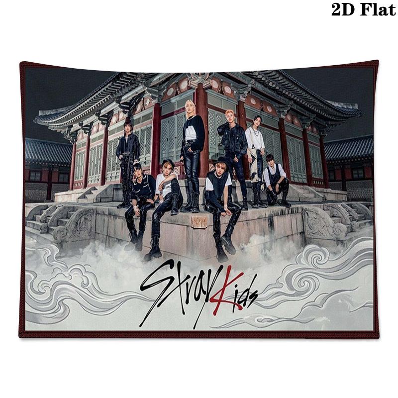 SKZ Kpop Wall Tapestry Aesthetic Wall Hanging Printed Fabric Blanket Decorative Tapestries for Bedroom Living Room Home Decor