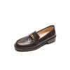 Rindslederversion~ Echtleder Rundkopf Ein-Pedal Goldschnalle Loafer Damen Britisch vielseitig lässig kleine Lederschuhe dicker Absatz Einzelne Schuhe