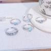 Explosive Sea Blue Zir*****Pen Ring Women'S Light Luxury Exquisite High-End Sense Niche Geometric Stacking Ring