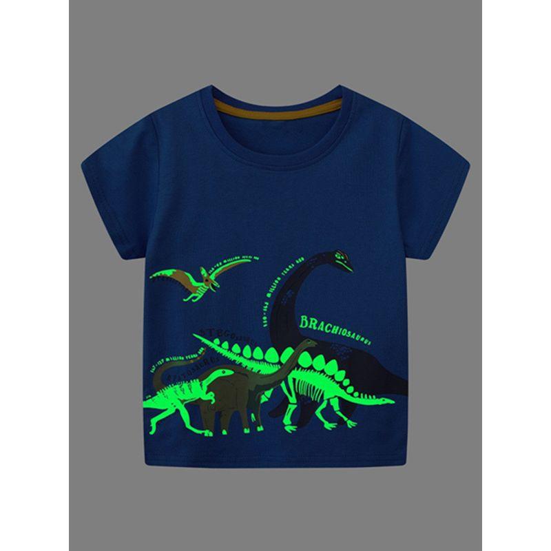 New Arrival Boy's Short-Sleeved T-shirt 2025 New Arrival Kids Summer Clothes T-shirt Children Luminous Dinosaur T-shirt Bottoming Shirt