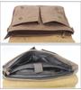 Vintage Leather & Canvas Briefcase for Men, Business Office Portfolio Bag, Document Tote Attache Case