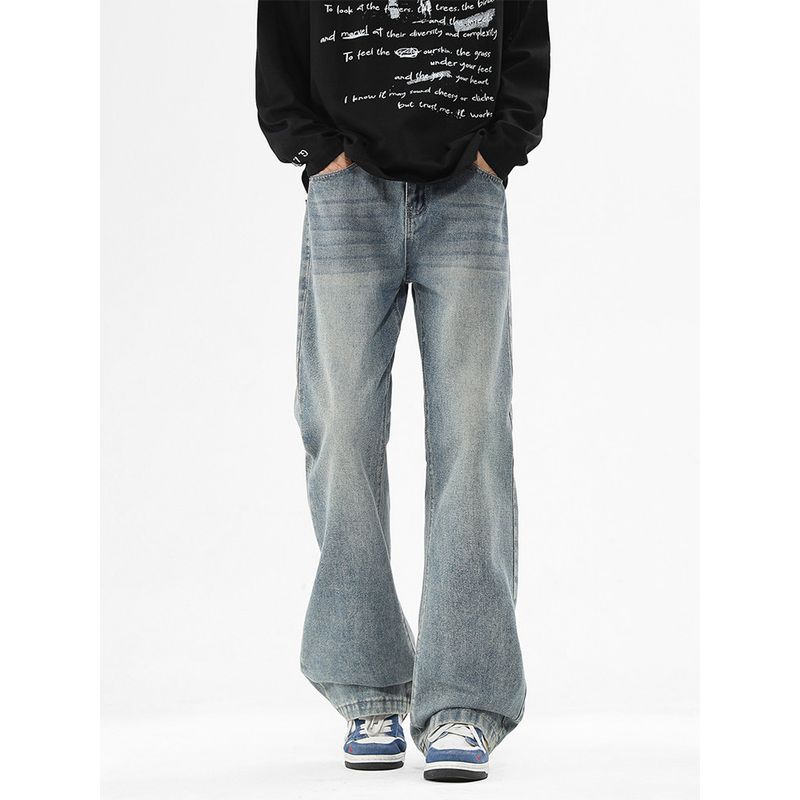 Wassup Trendy Brand 2025 New Gradient Gray Retro Jeans Men's Trendy Versatile Vibe Casual Long Pants