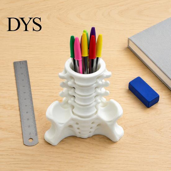 PLA Desk Storage Simulated Spine Pen Holder, Creative Skeleton Desktop Organizer, Durable Scientific Ornament 3D Printed Anatomy for Home Office Model