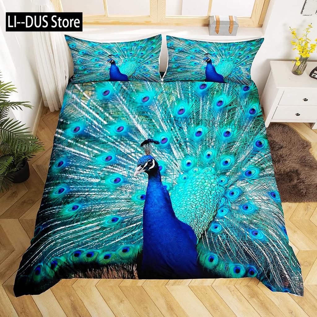 Peacock Comforter Cover Bedding Set For Kids Adults Girls Animals Duvet Cover 1 Duvet Cover With 2 Pillowcases King Queen Size
