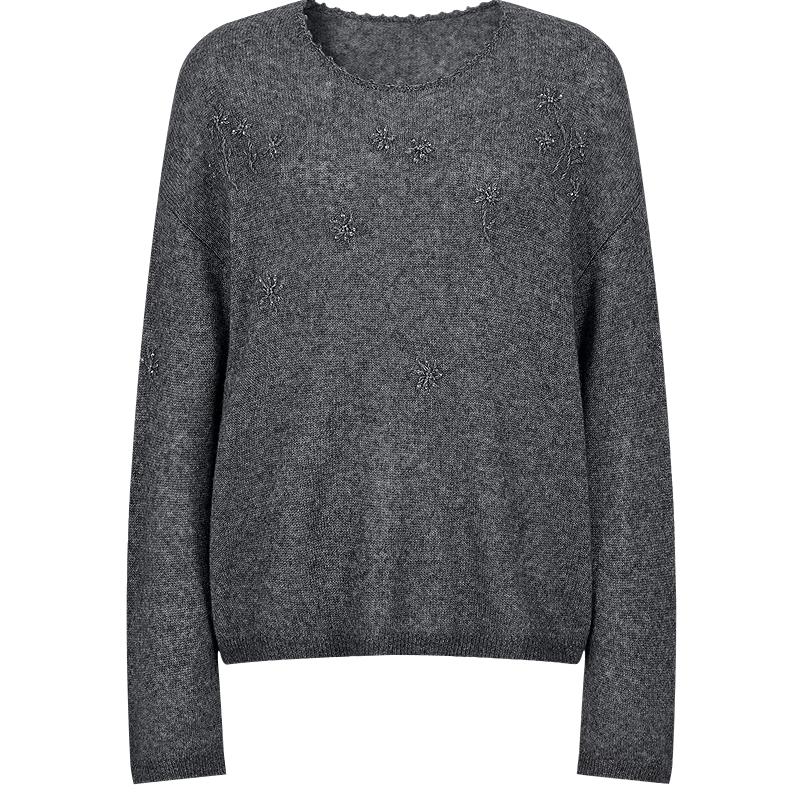 JUZI Annakol Women's Studded Floral Lyocell Wool Knit Sweater