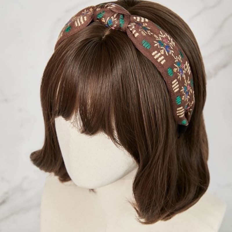 MAIA Garden Jacquard Hairband - Knot Brown