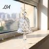 Indoor Home Hanging Decor Faux Crystal Bell Suncatcher, Glass Prism Wind Chime Ornament, Clear Handmade Decoration Christmas Tree Rainbow Maker