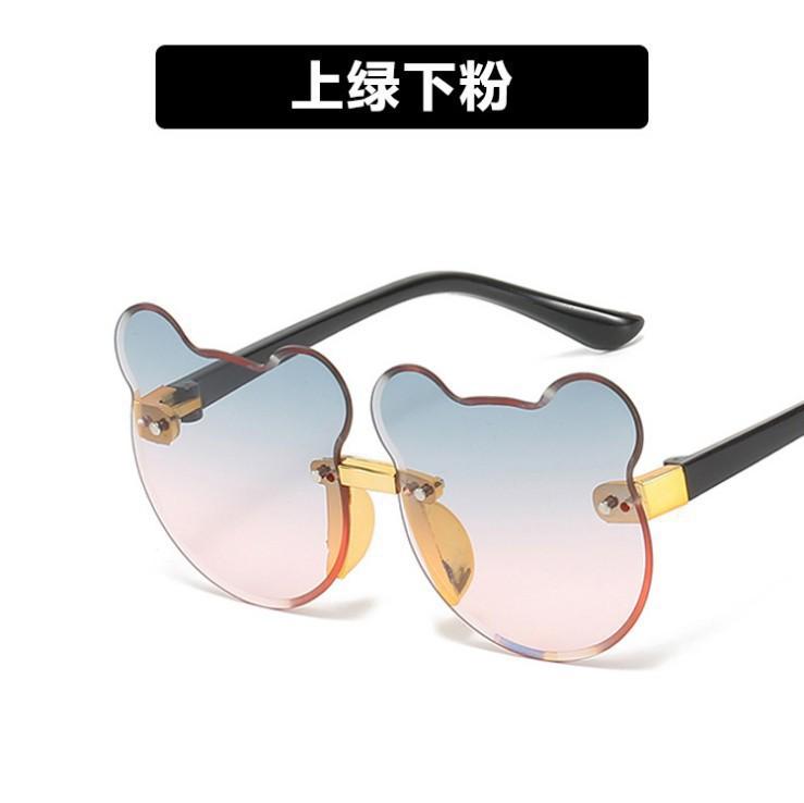 Fashion Summer Outdoor Travel Skiing Sunglasses Cartoon Bear Sunglassess for Boy Girl Children Rimless Casual Sunglasses UV400