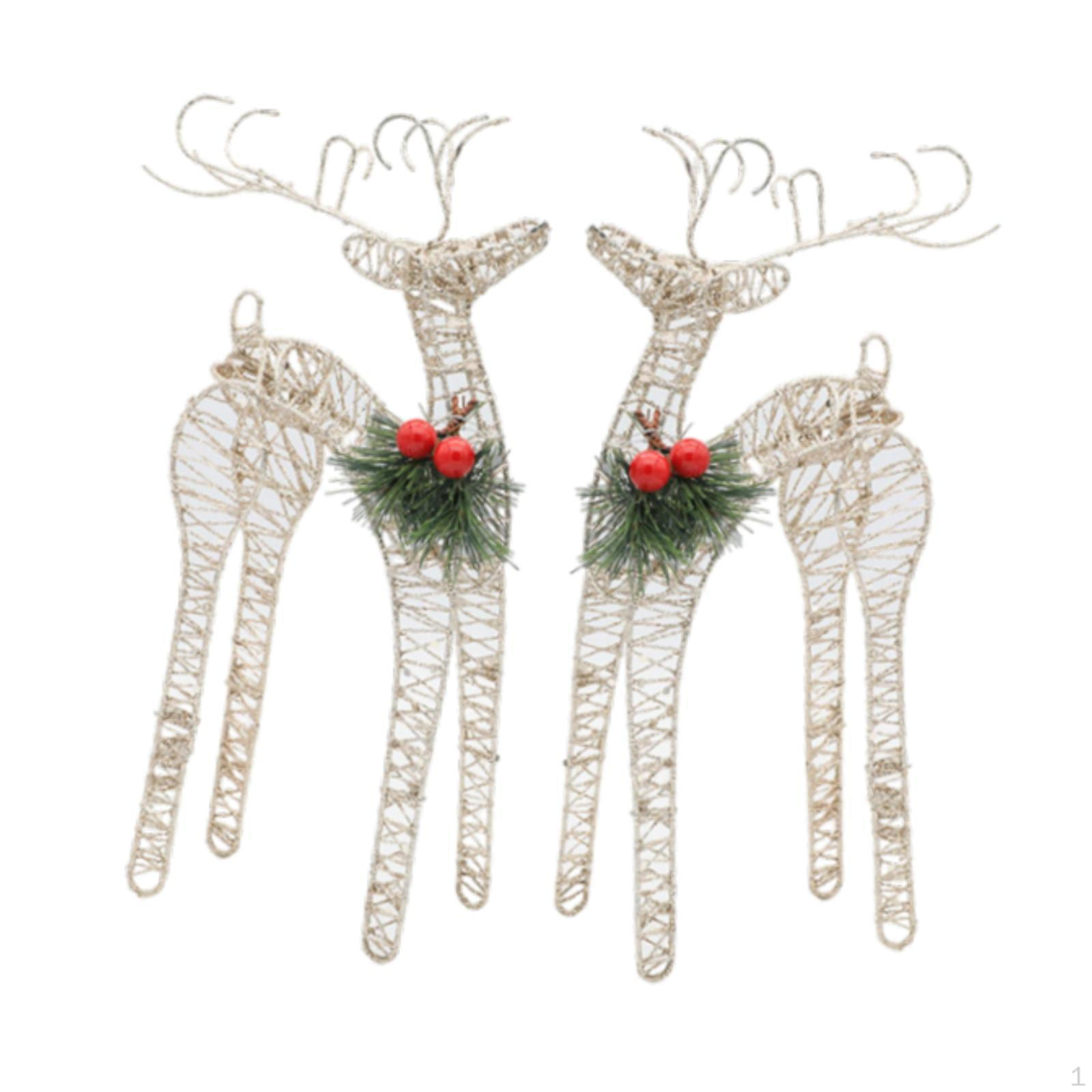 

2Pcs Christmas Reindeer Statue Iron Wire Frame Tabletop Decoration Xmas Party Supply Multipurpose Champagne