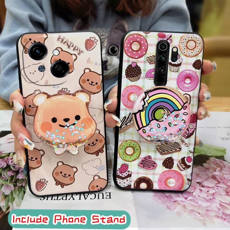 protective Rotatable stand Phone Case For Tecno POP9 4G/Spark GO 1/KL4 Waterproof TPU Skin feel silicone Glitter Durable