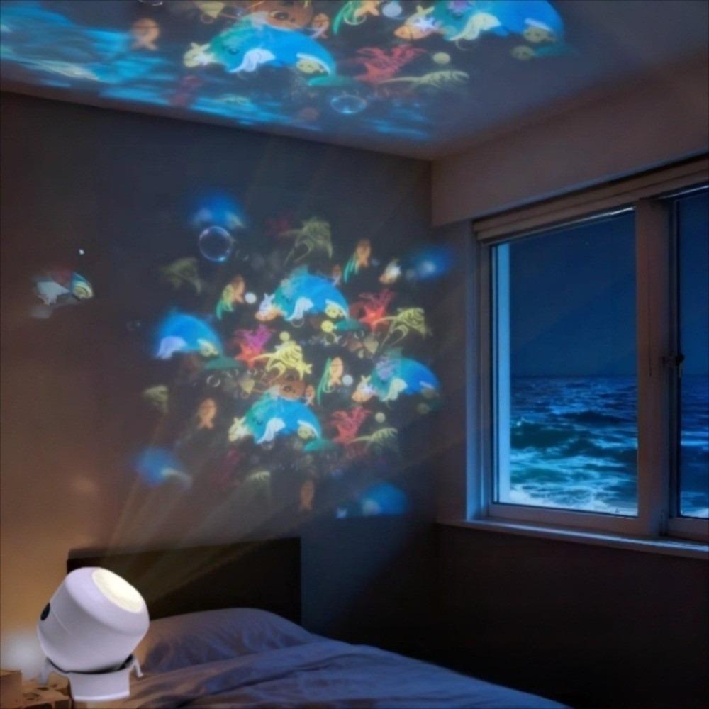 Rechargeable/Plug-in Dreamy Dynamic Projector Light Snowflakes Starry Atmosphere Christmas Projector Light Ocean USB Night Light