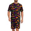 Set Pigiama Casual da Uomo per Halloween Top a Manica Corta e Pantaloncini Leggero Traspirante Abbigliamento da Notte e per il Tempo Libero