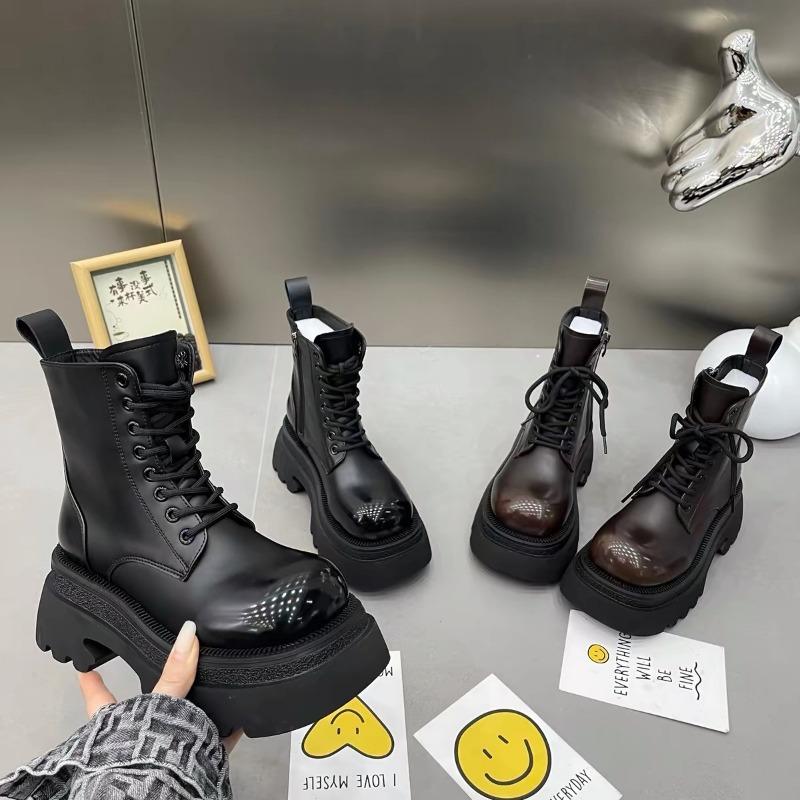 AJGS Minimalistiniai aulinukai suvarstomi priekyje, masyviu kulnu ir platforma, moteriški, britiško stiliaus, storu padu, aukštinantys, laisvalaikio batai