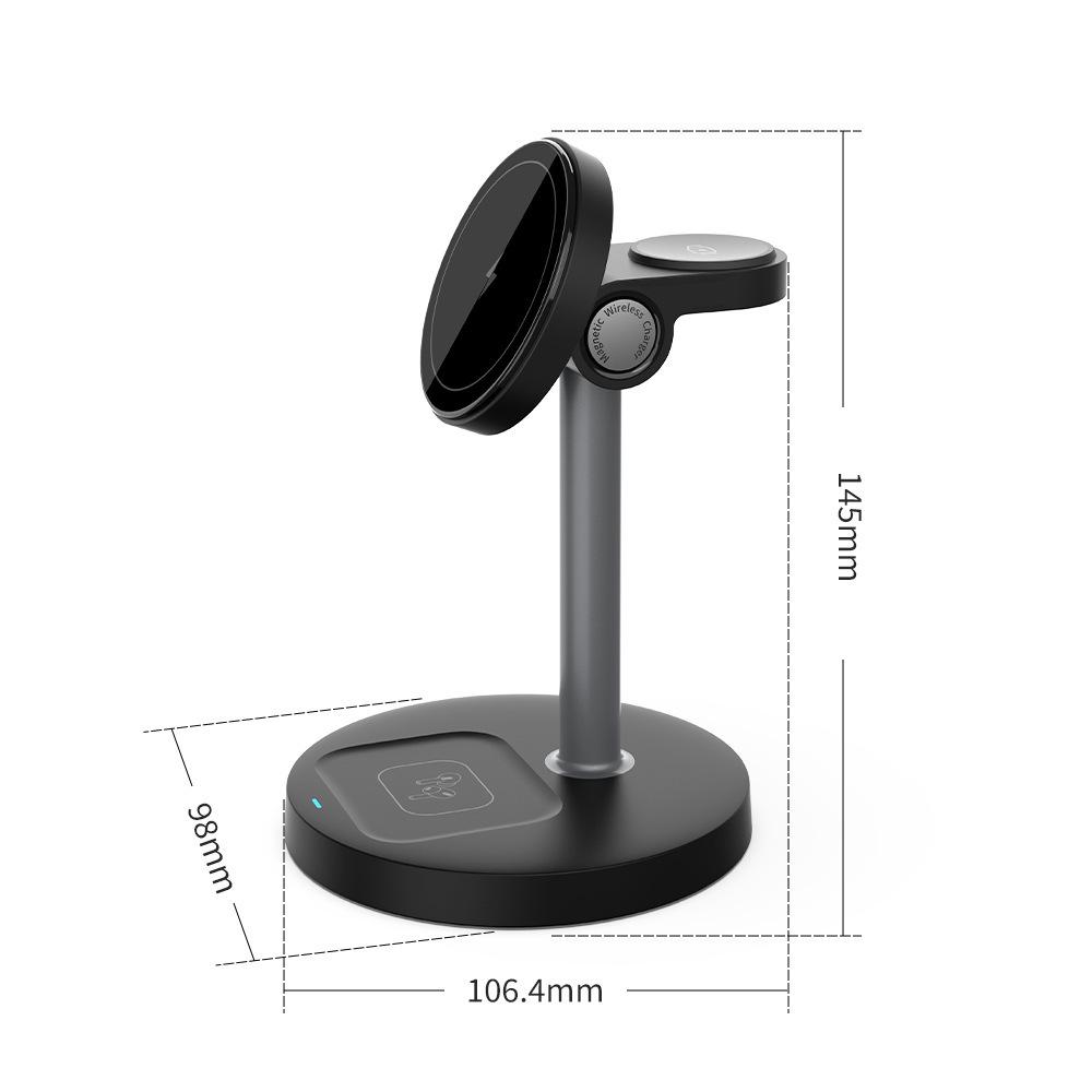Desktop 15W Wireless Charger with Magnetic Attachment & Phone Stand for Apple Devices