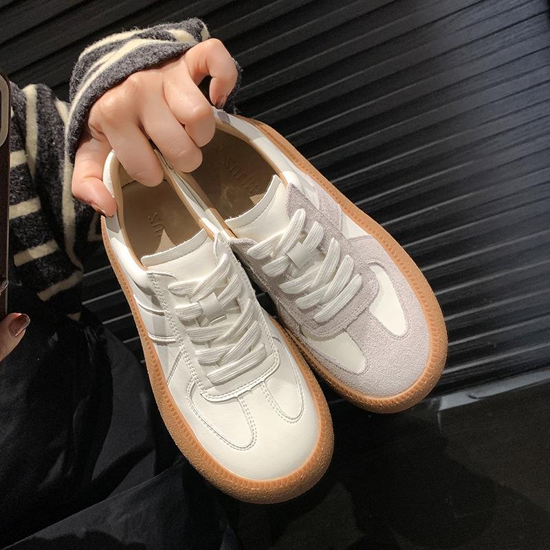 New women's leather German training shoes lace-up platform Forrest Gump shoes women's retro casual shoes board shoes