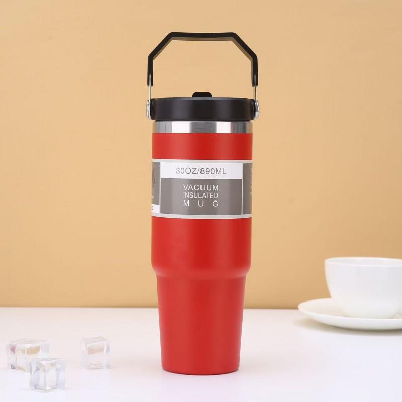 30 Oz Vacuum Insulated Stainless Steel Travel Mug With Handle Car Office Outdoor Use