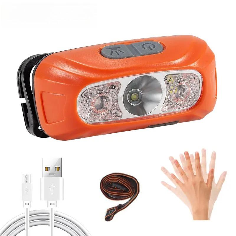 Portable Mini Sensor Headlamp LED Strong USB Rechargeable Head Light Flashlight Night Fishing Camping Headlights Front Lantern
