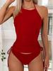 2024 Yellow/Black Beach Backless Retro Bikini Swimsuit for Women