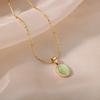 Cute Sweet Gold Color Stainless Steel Water Drop Opal Stone Pendant Necklace for Women Charm Bride Collar Jewelry Colorfast