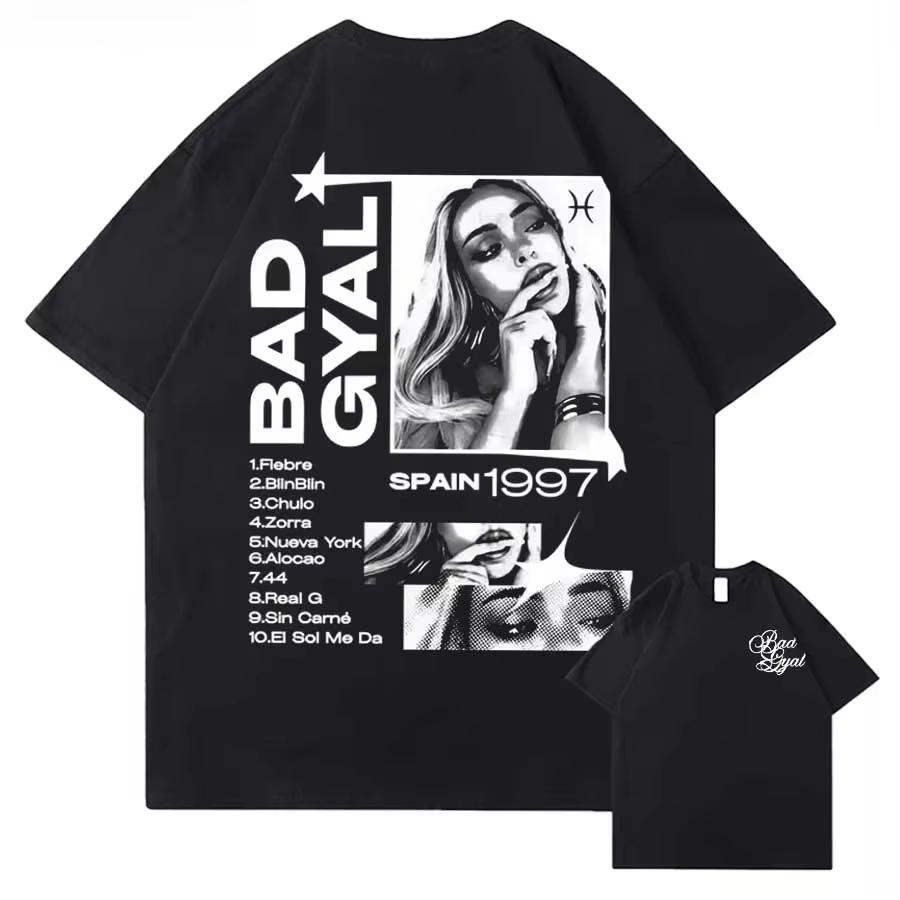 

2026 Summer Singer Bad Gyal Album Tour Graphic Cotton Printed Tshirt for Unisex Women Streetwear Tops Breathable Casual 4XL