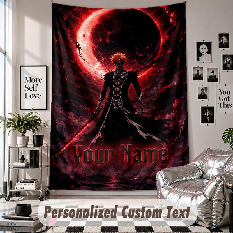 Custom Tapestry Wall Hanging, Bleach anime Personalized Name Text Home Wall Decor