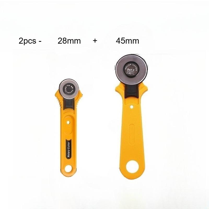 2PCS Rotary Cutter Set 28mm/45mm, Fabric Cutter for Sewing Quilting Leather Paper, DIY Craft Cutting Tool