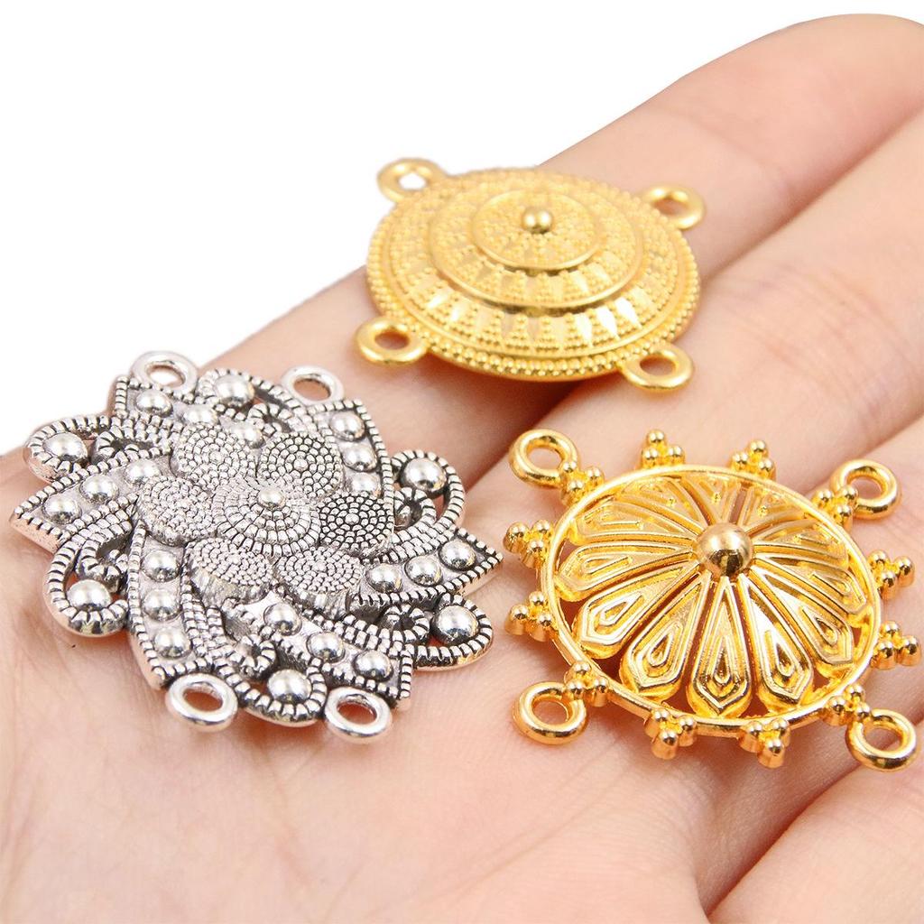 Connettore a Fiore Vuoto Retrò in 6 Stili e 2 Colori: Accessori per Gioielli Fai da Te in Lega di Zinco, Stile Etnico