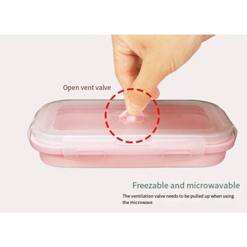1 SZT Prostokątny Składany Silikonowy Lunchbox Lodówka Kuchenka Mikrofalowa Lunchbox Pojemniki do Przechowywania Outdoorowy Pojemnik na Jedzenie