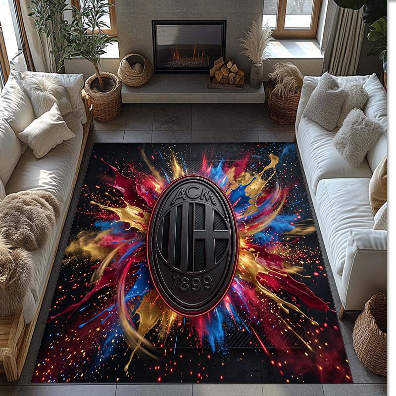 AC Milan Printed Flannel Area Rug Non Slip Soft Polyester Floor Carpet Indoor Decor Mat for Bedroom Living Room Sofa Game Room Home Decoration