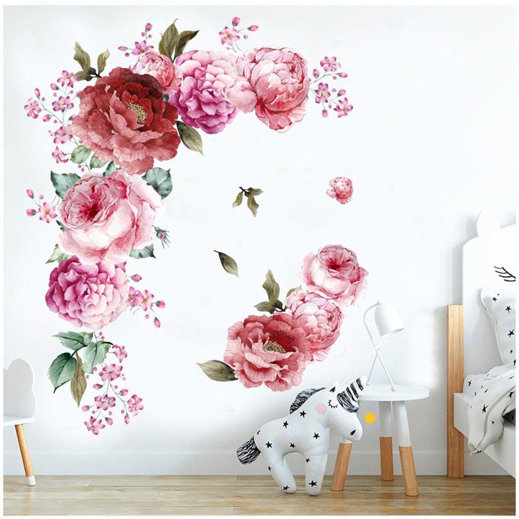 Pfingstrose Blume Wandaufkleber Wohnzimmer Zuhause Hintergrund DIY Aufkleber TV Hintergrund Wandbild Dekor Aufkleber Für Kinder Wohnzimmer