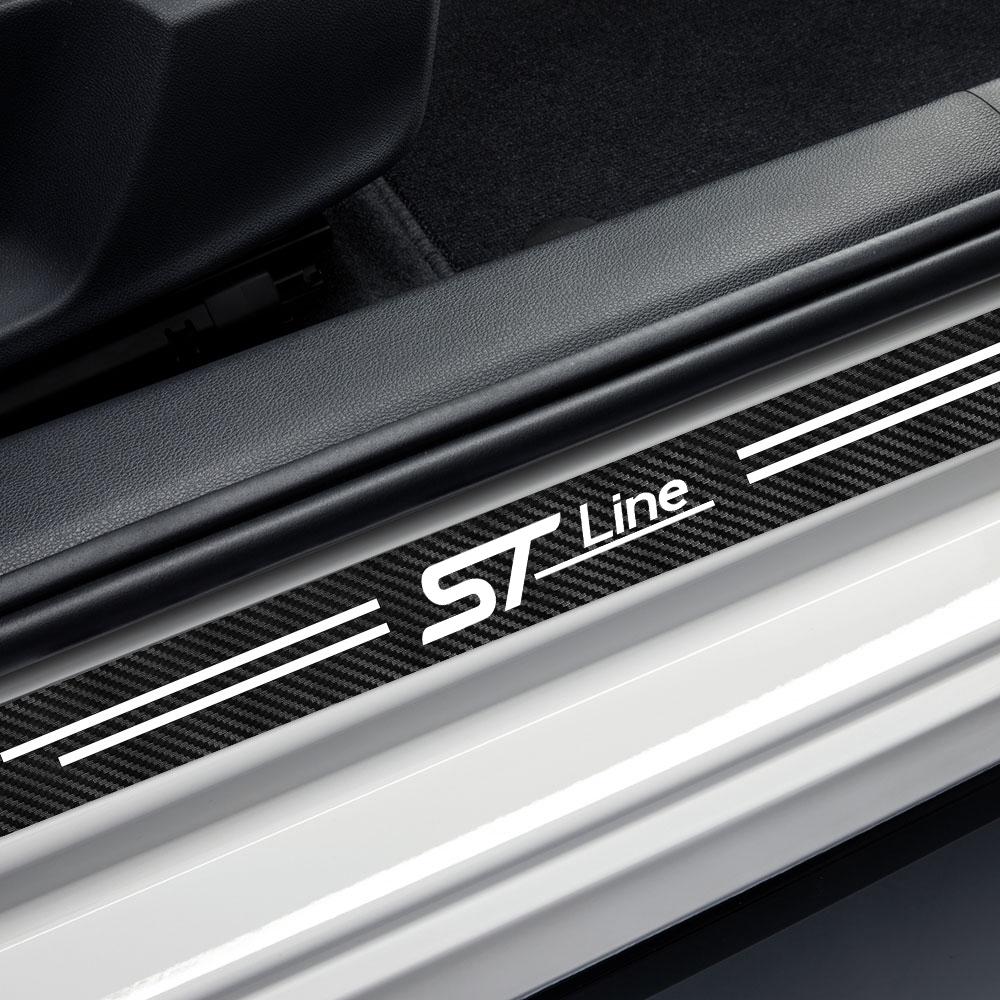 4pcs Carbon Fiber Car Door Sill Sticker For FordFor Ford Fiesta Mondeo Fusion Escape Edge Ecosport Focus MK2 MK3 MK4 KUGA