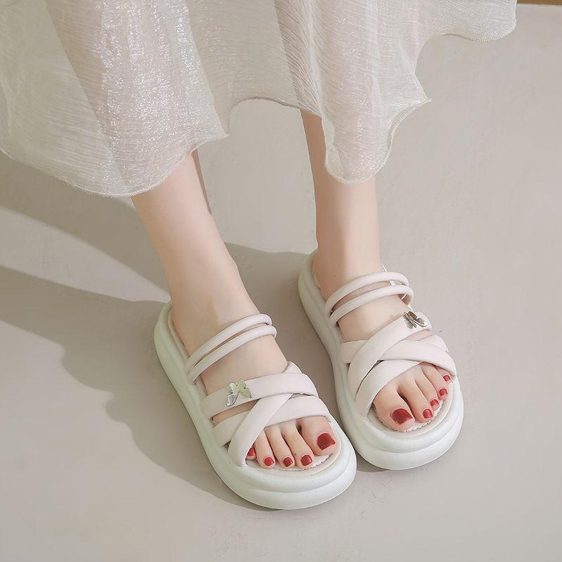 Sandals for Women Black Open Toe Platform Asian Size Woman Shoes The Best Luxury 2025 High Quality Comfort Summer Comfortable