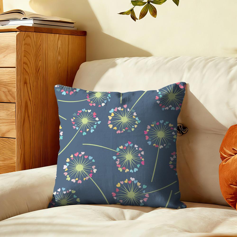 Dandelion Pattern Cushion Cover Plush Fabric Soft DoubleSided Printed Sofa Warm Winter Home Gift Pillow Cover