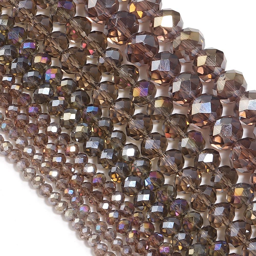 1 Strand 3/4/6/8/10mm Faceted Crystal Beads Brown Glass Loose Spacer Beads For Jewelry Making DIY Necklace Bracelets Accessories