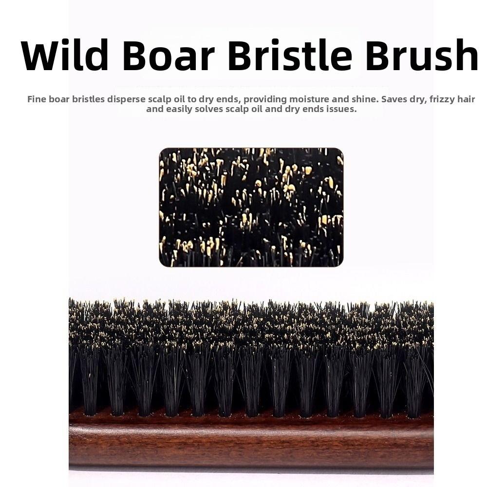 Brown Boar Bristle Hair Brush Professional Bristle Brush Barber Styling Tool for Thick Fine Hair
