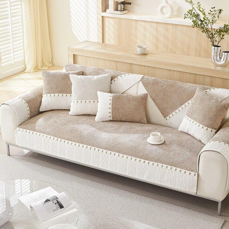 

Чехлы для диванных подушек из французского синели, универсальный чехол для дивана с рисунком четырех сезонов, нескользящий L-образный чехол для дивана, наволочка 70x70cm 1pcs