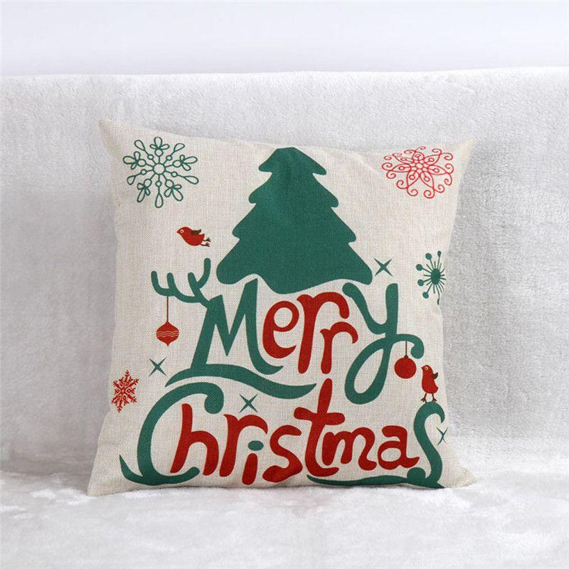 Elegant Christmas Pillow Case Glitter Cotton Linen Sofa Throw Cushion Cover For Home Decor