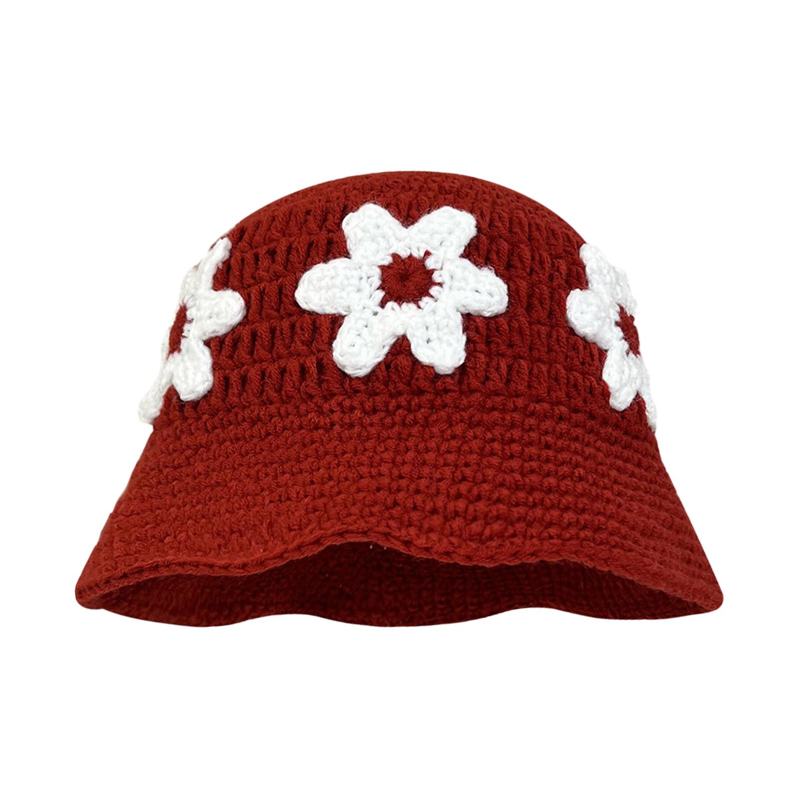 

Летняя солнцезащитная вязаная панама крючком для женщин, весенняя для поездок на работу, для кемпинга, рыбацкая, с цветочным узором для девушки красный