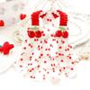 AZA Dog Princess Dresses for Small Dogs Clothes Cherry Costume Pet Suspenders Girl Cat Cute Lace Coat Floral Outfits Summer Costumes (M,Cherry)