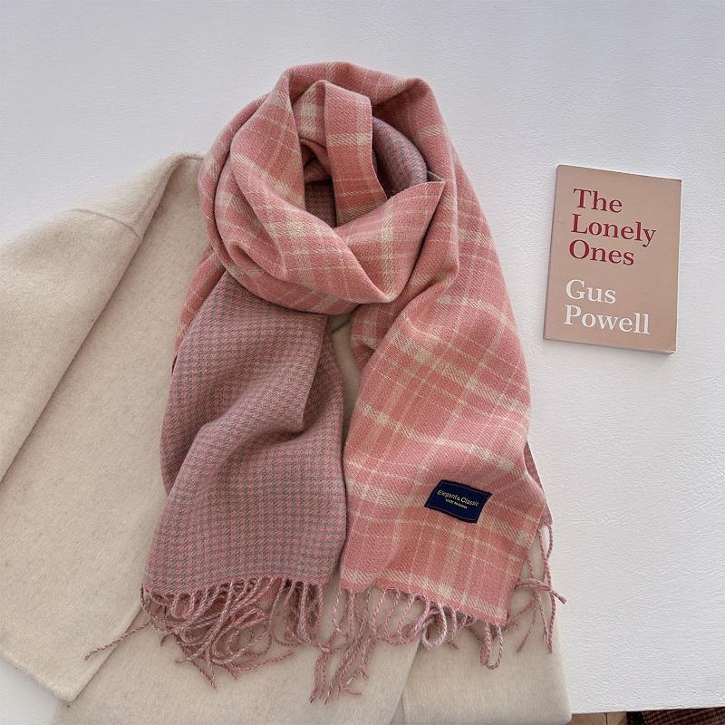 Autumn and winter new versatile scarf women's thickened woven thick beard fringed warm scarf imitation cashmere shawl
