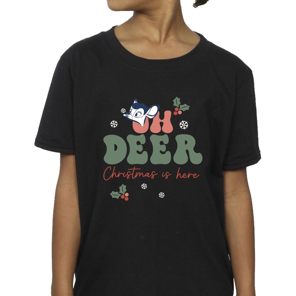 Disney Dziewczęcy bawełniany T-shirt Bambi Oh Deer