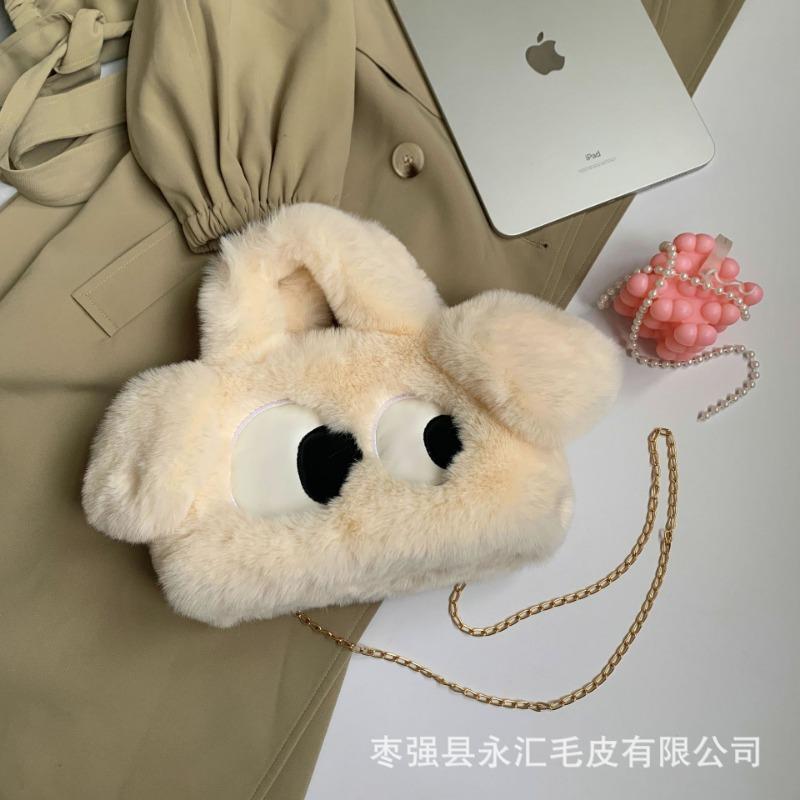 Plush bag big eyes cute dog women's bag fashion trend portable tote bag cute plush bag hand carry