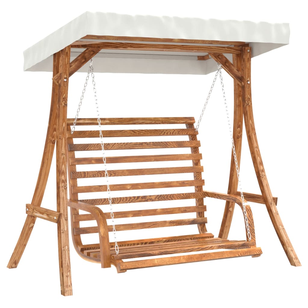Hollywood Swing with Canopy Solid Fir Wood with Teak Finish