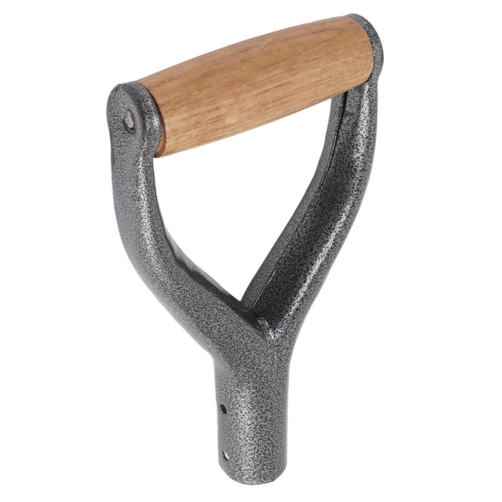 Shovel Handle Y Shaped 12.22in Inside Diameter Replacement Spade Handle with Wooden Grip for Garden Digging Raking Tool