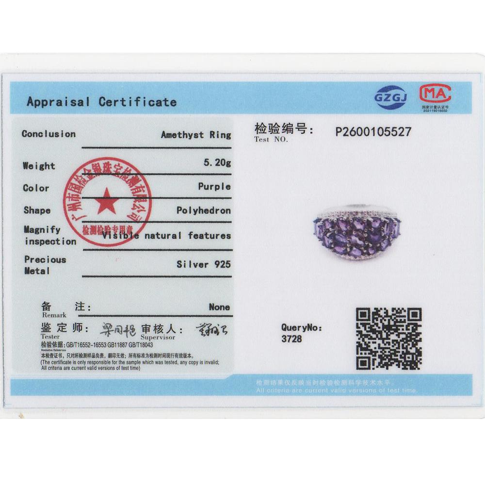Gorgeous 925 sterling silver women's Big ring natural amethyst gemstone noble fine jewelry for anniversary engagement gift