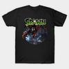 Men Black Print T-shirt Spawn Button Shirt No-Cut Transfer Paper Print Cotton Tshirt