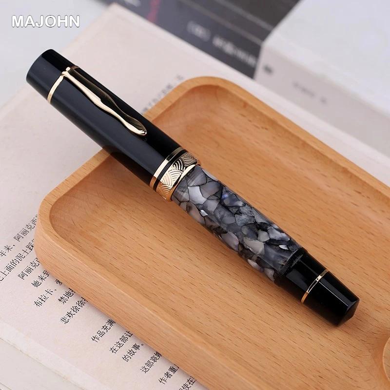 Majohn P139 Piston Resin Fountain Pen Large Capacity #8 F/M All Brass Piston System Writing Gift Pen Stationery School Supplies